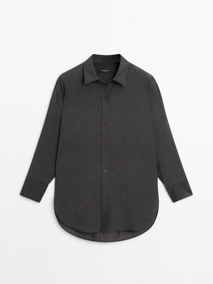 Oversize cotton blend shirt
