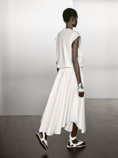 Poplin cotton blouse with elasticated detail