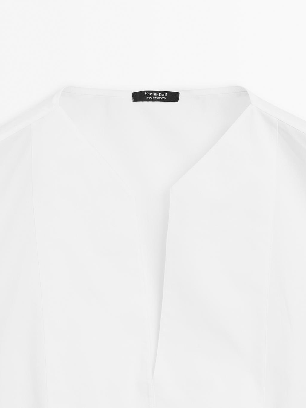 Poplin cotton blouse with elasticated detail
