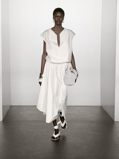 Poplin cotton blouse with elasticated detail