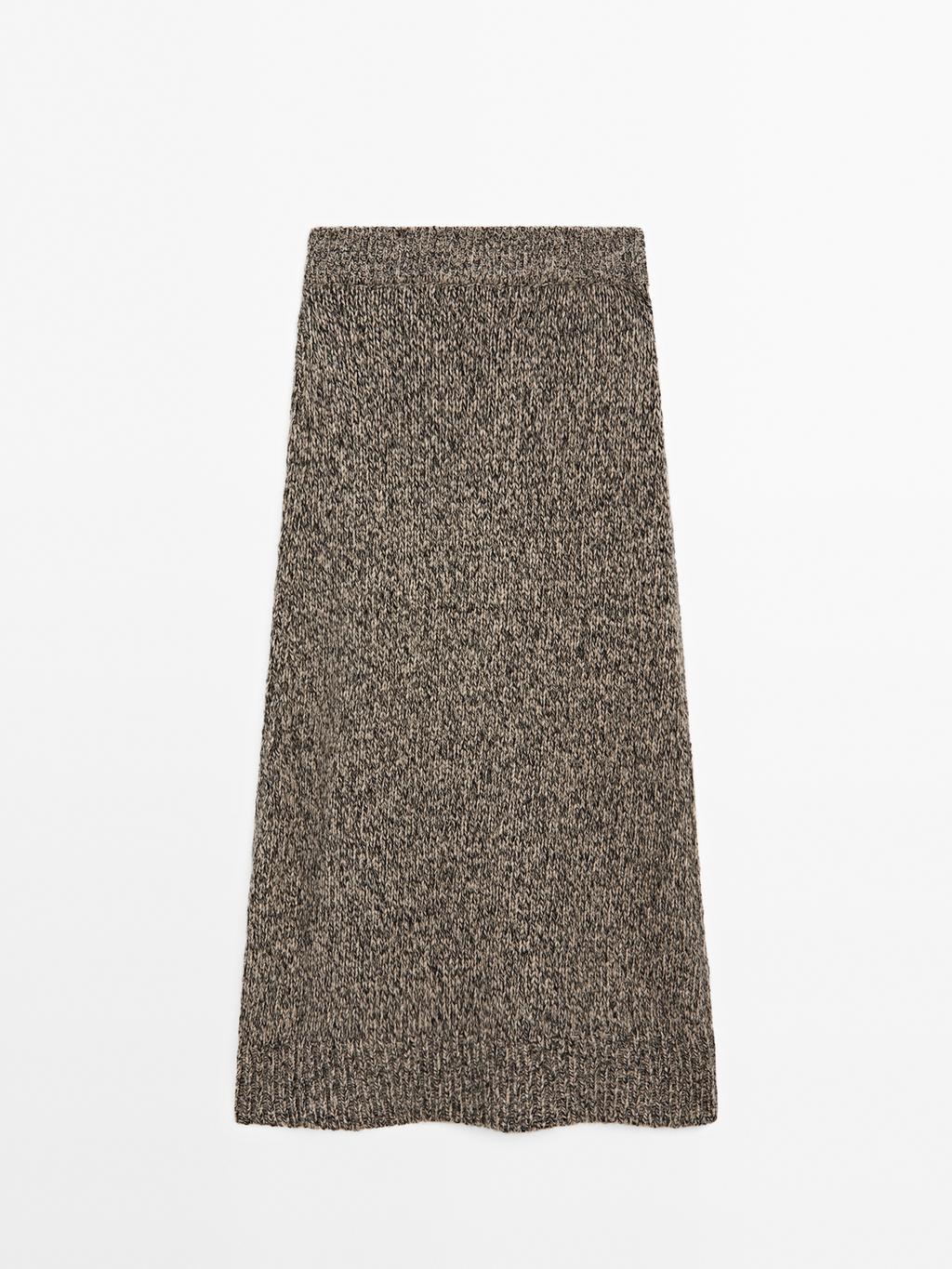 100% cashmere knit midi skirt