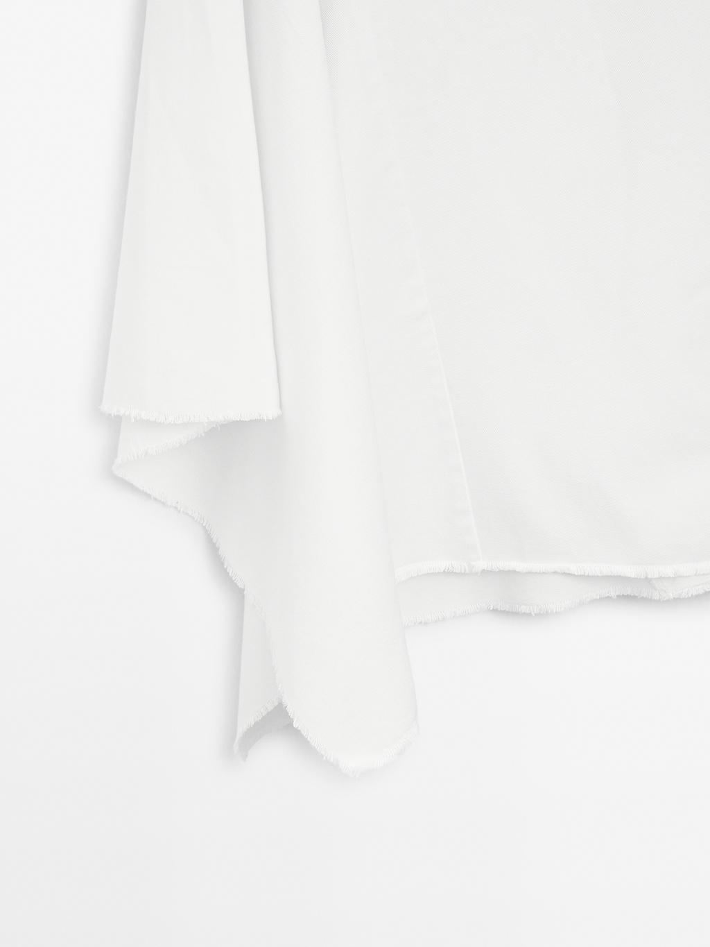 Asymmetric denim midi skirt