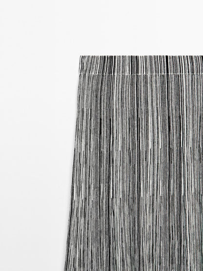 Long knit skirt with striped detail