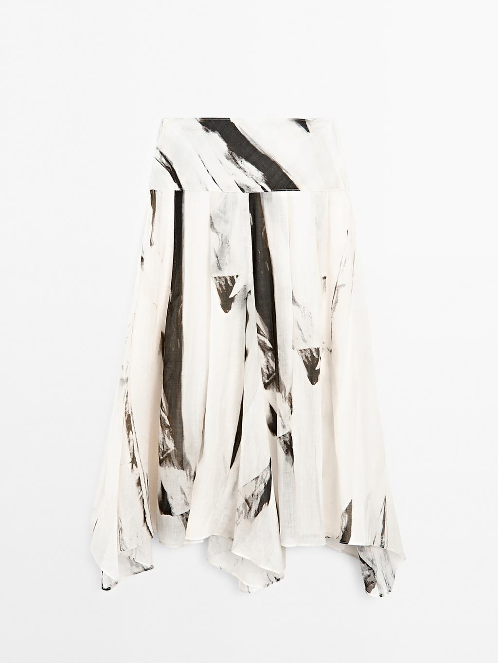 Flowing marble print midi skirt