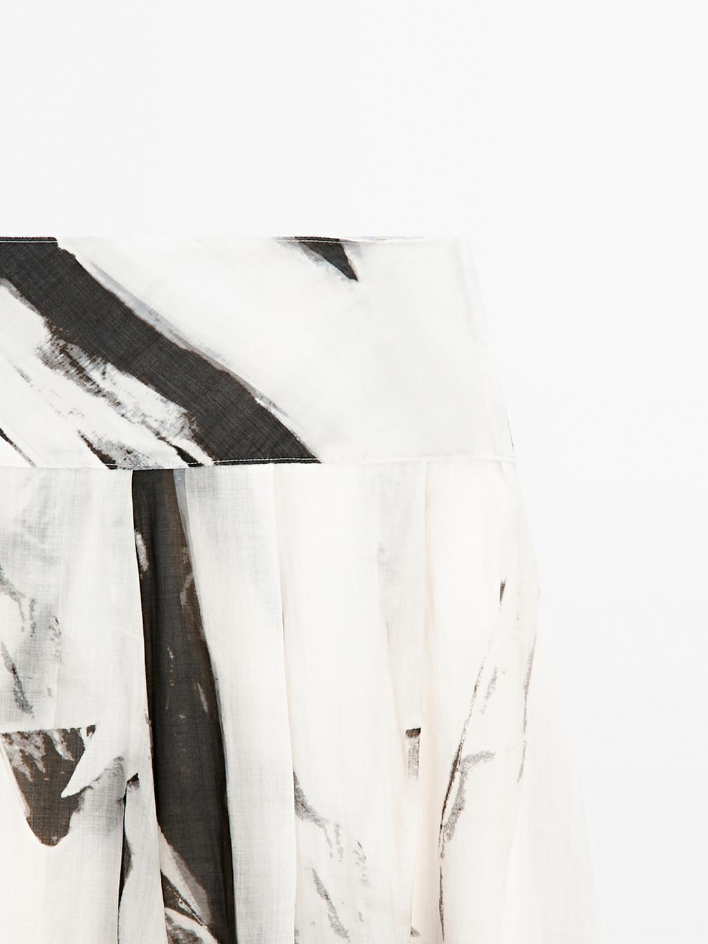 Flowing marble print midi skirt