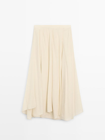 Flowing midi skirt with ruffles