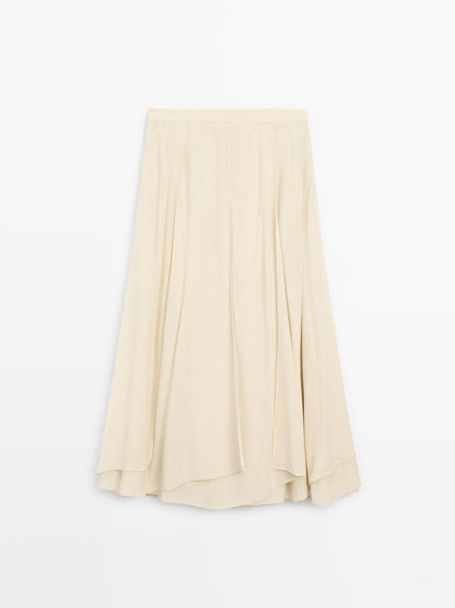 Flowing midi skirt with ruffles