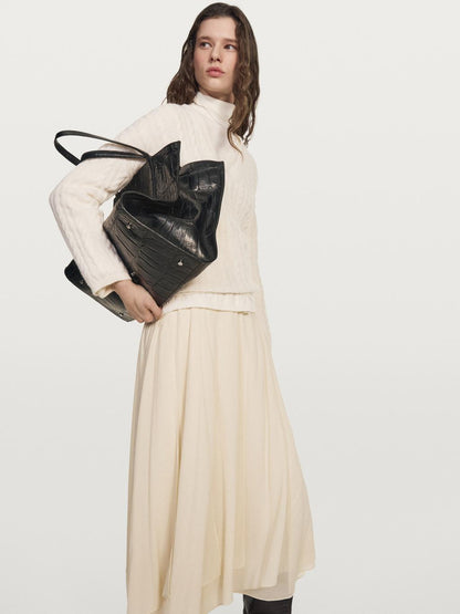 Flowing midi skirt with ruffles