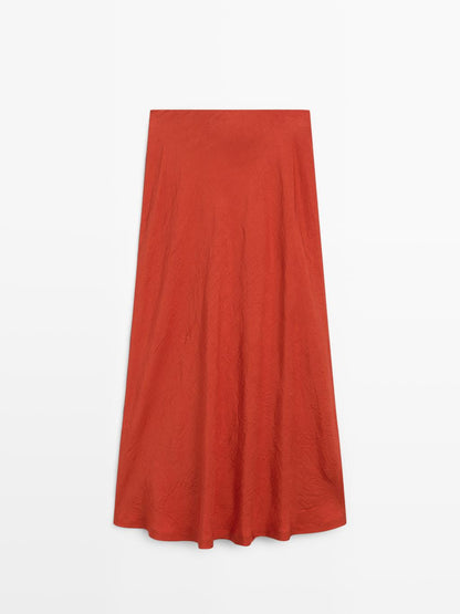 Long flared satin skirt