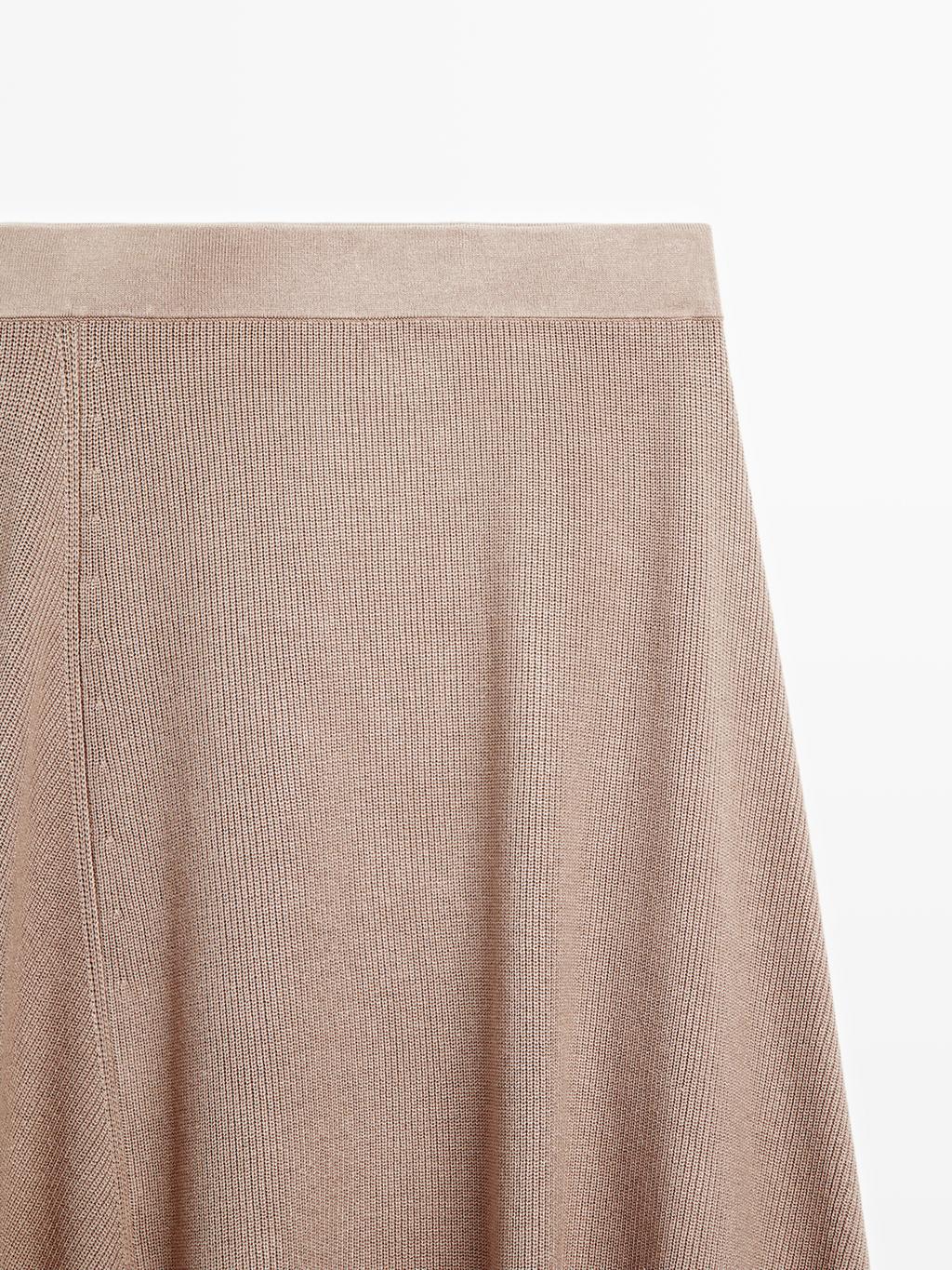 Asymmetric knit midi skirt