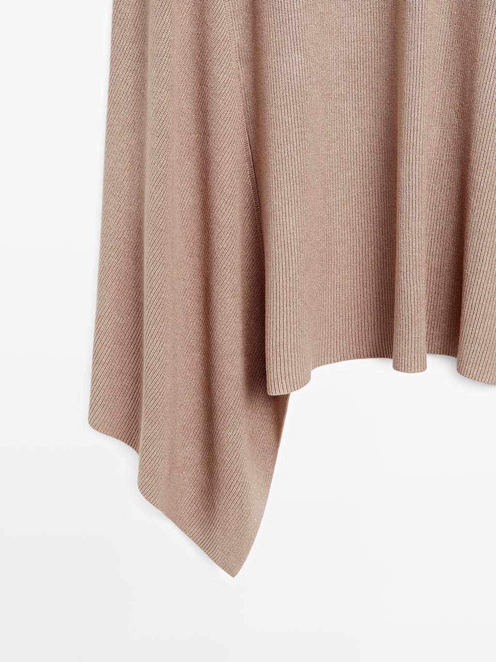 Asymmetric knit midi skirt