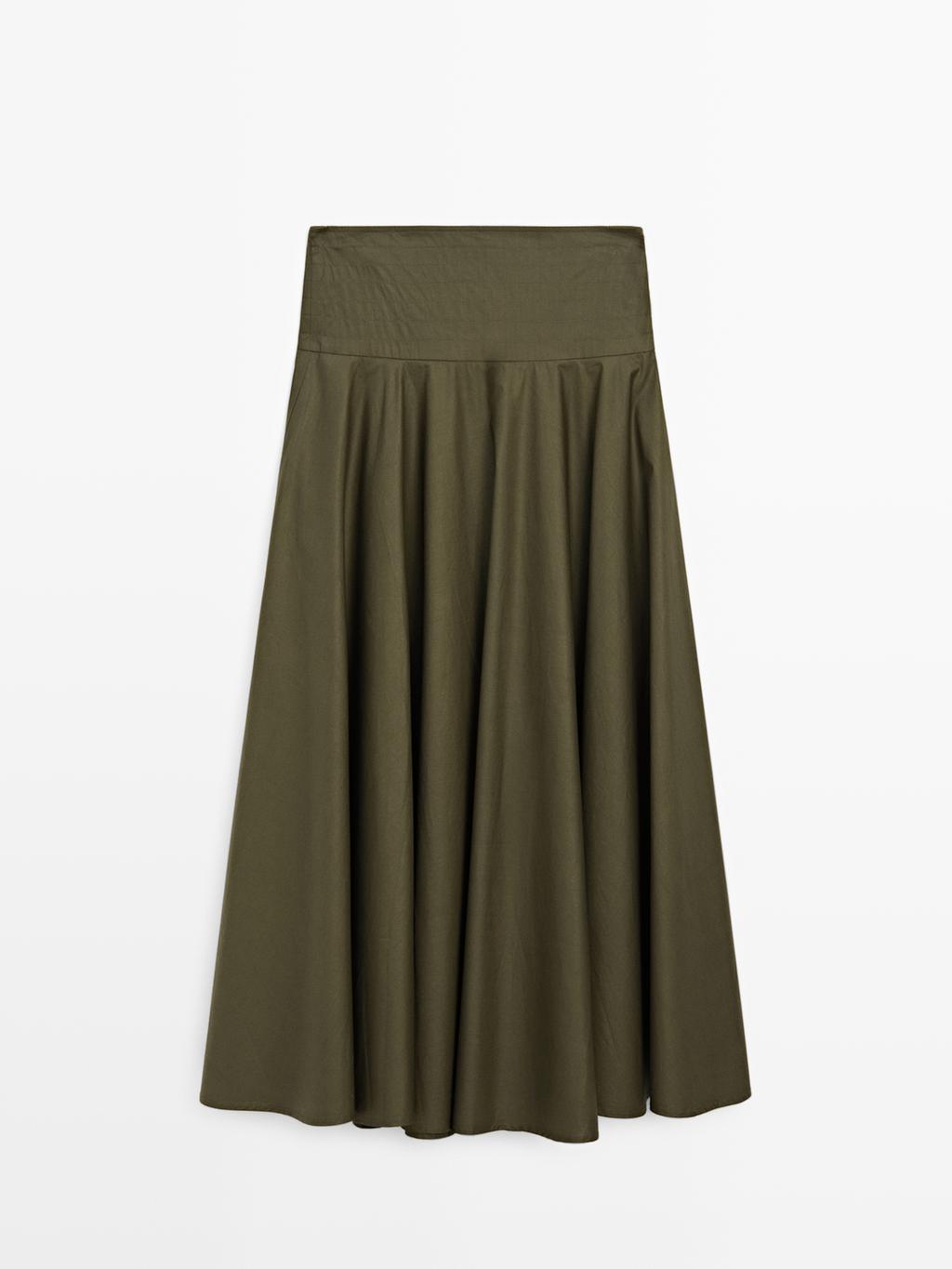 Flared midi skirt with sash belt