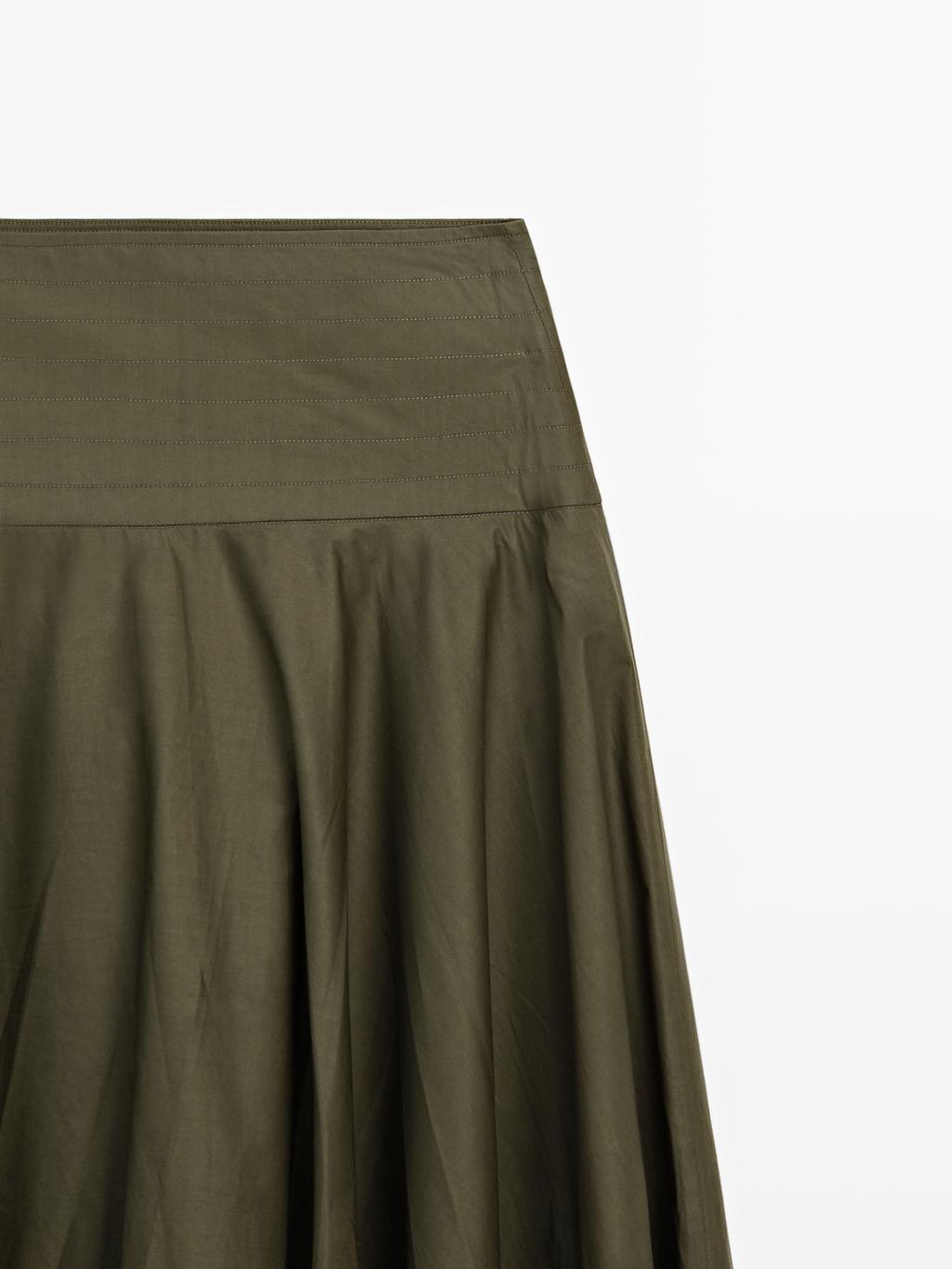 Flared midi skirt with sash belt