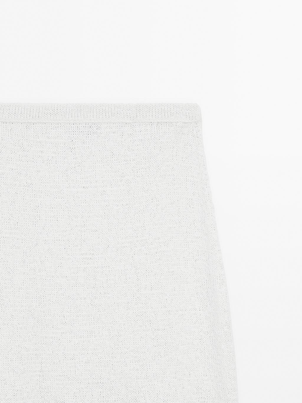 Cotton blend knit midi skirt