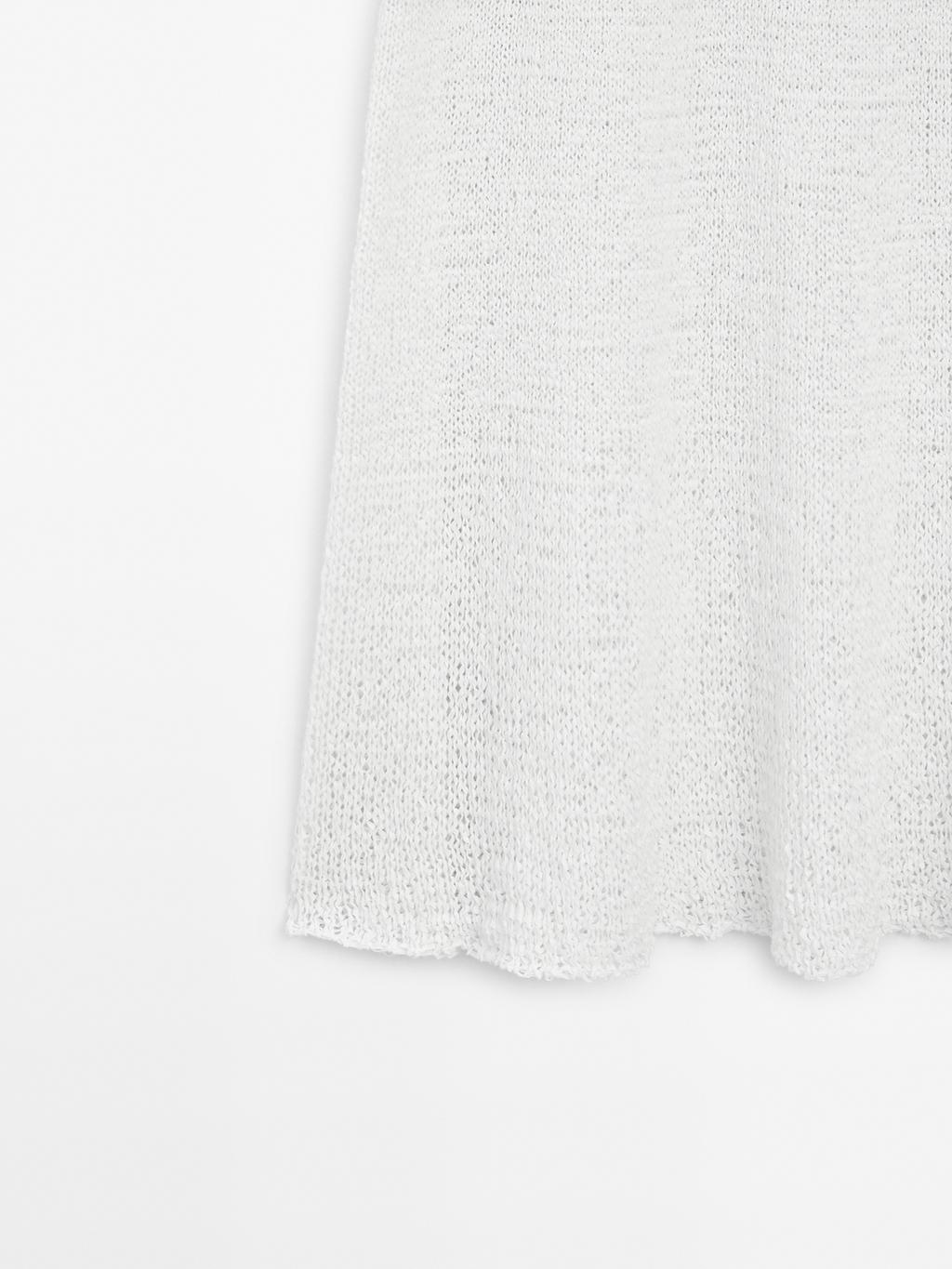 Cotton blend knit midi skirt