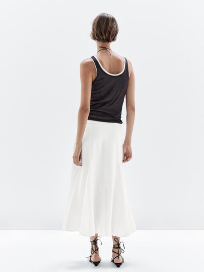 Godet midi skirt with seam details