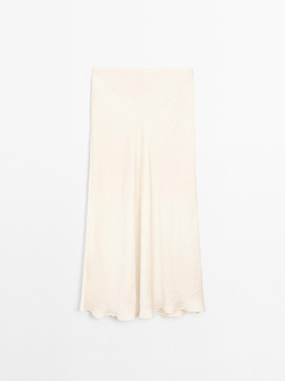 Flowing satin midi skirt