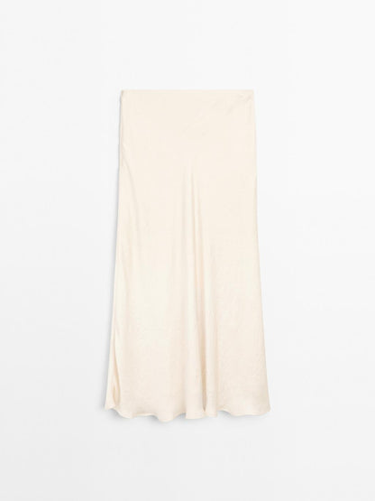 Flowing satin midi skirt