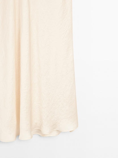 Flowing satin midi skirt