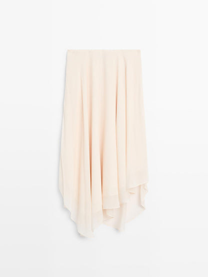 Flowing asymmetric midi skirt