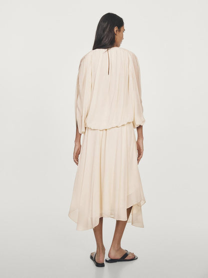 Flowing asymmetric midi skirt