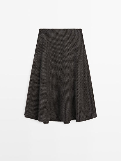 Gingham flared midi skirt