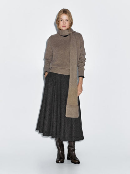 Gingham flared midi skirt