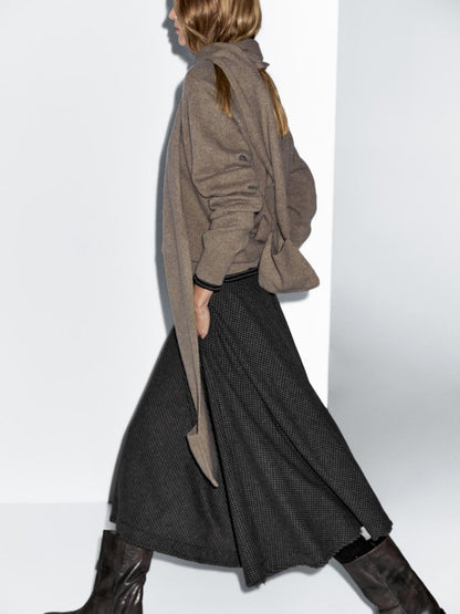 Gingham flared midi skirt