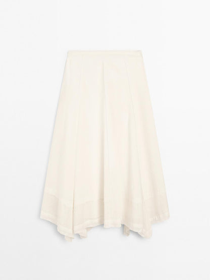 Cotton blend midi skirt with seam details