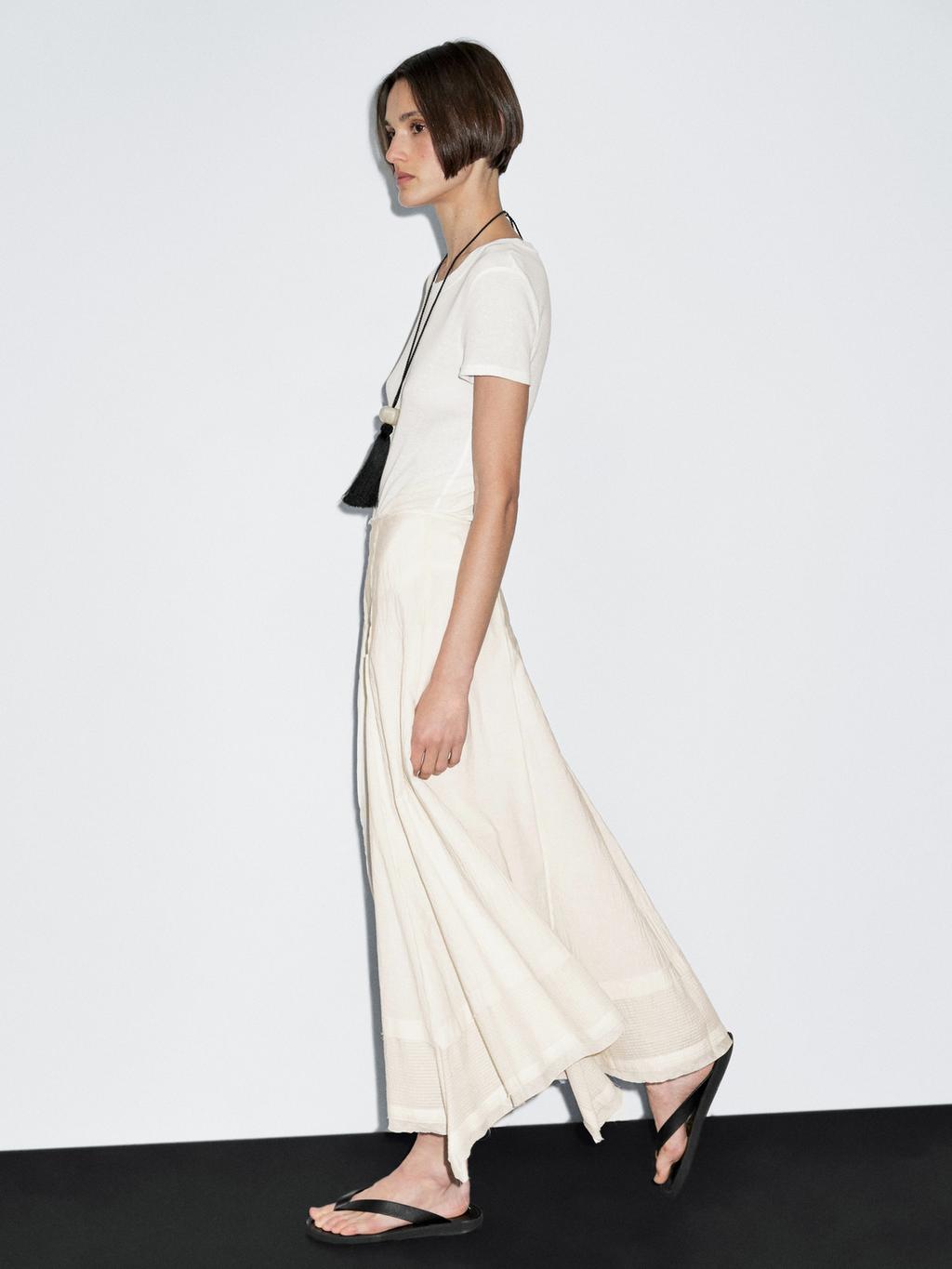 Cotton blend midi skirt with seam details