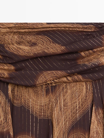 Flowing paisley print midi skirt