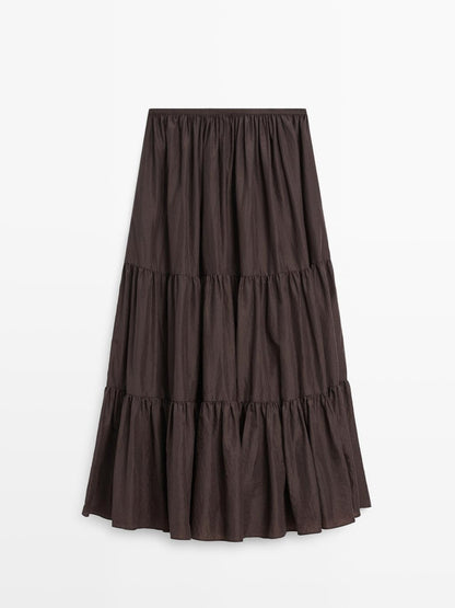 Long skirt with gathered detail
