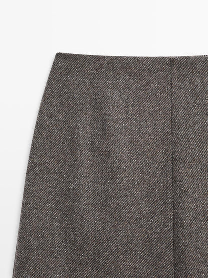 Alpaca and felt texture blend melange short skirt