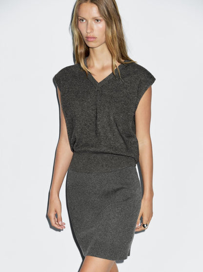 Wool blend mini skirt