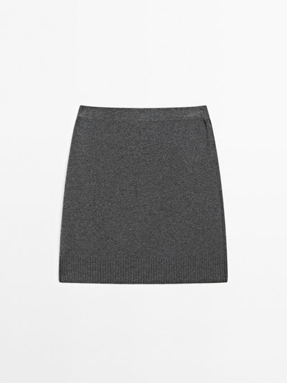 Wool blend mini skirt