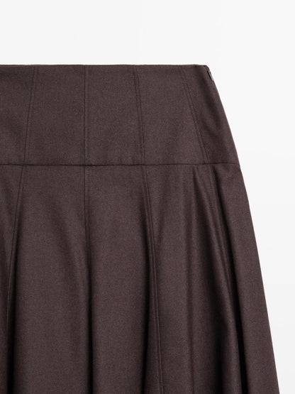 Wool blend midi skirt with yoke