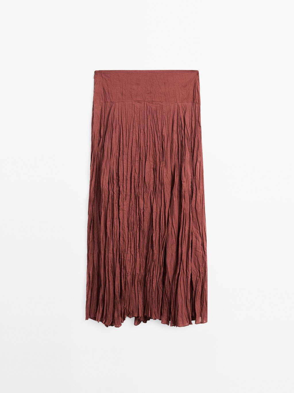 Long 100% cotton pleated skirt