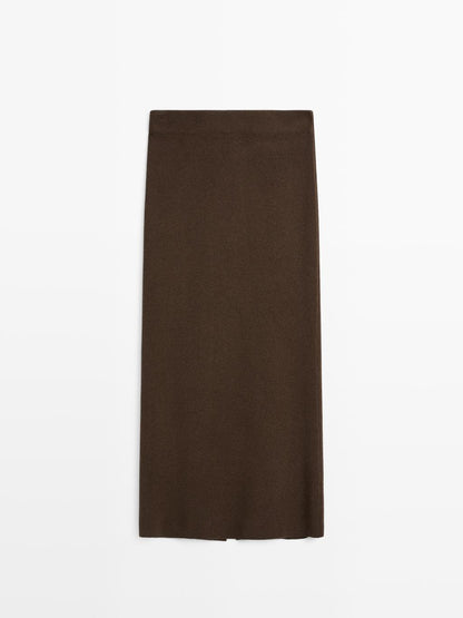 Double-faced midi skirt