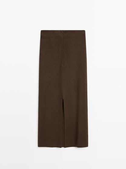 Double-faced midi skirt