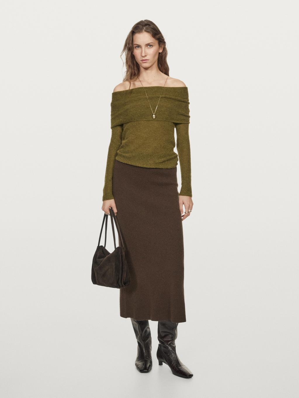 Double-faced midi skirt