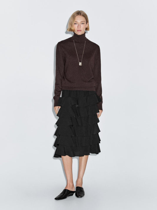 Ruffled midi skirt