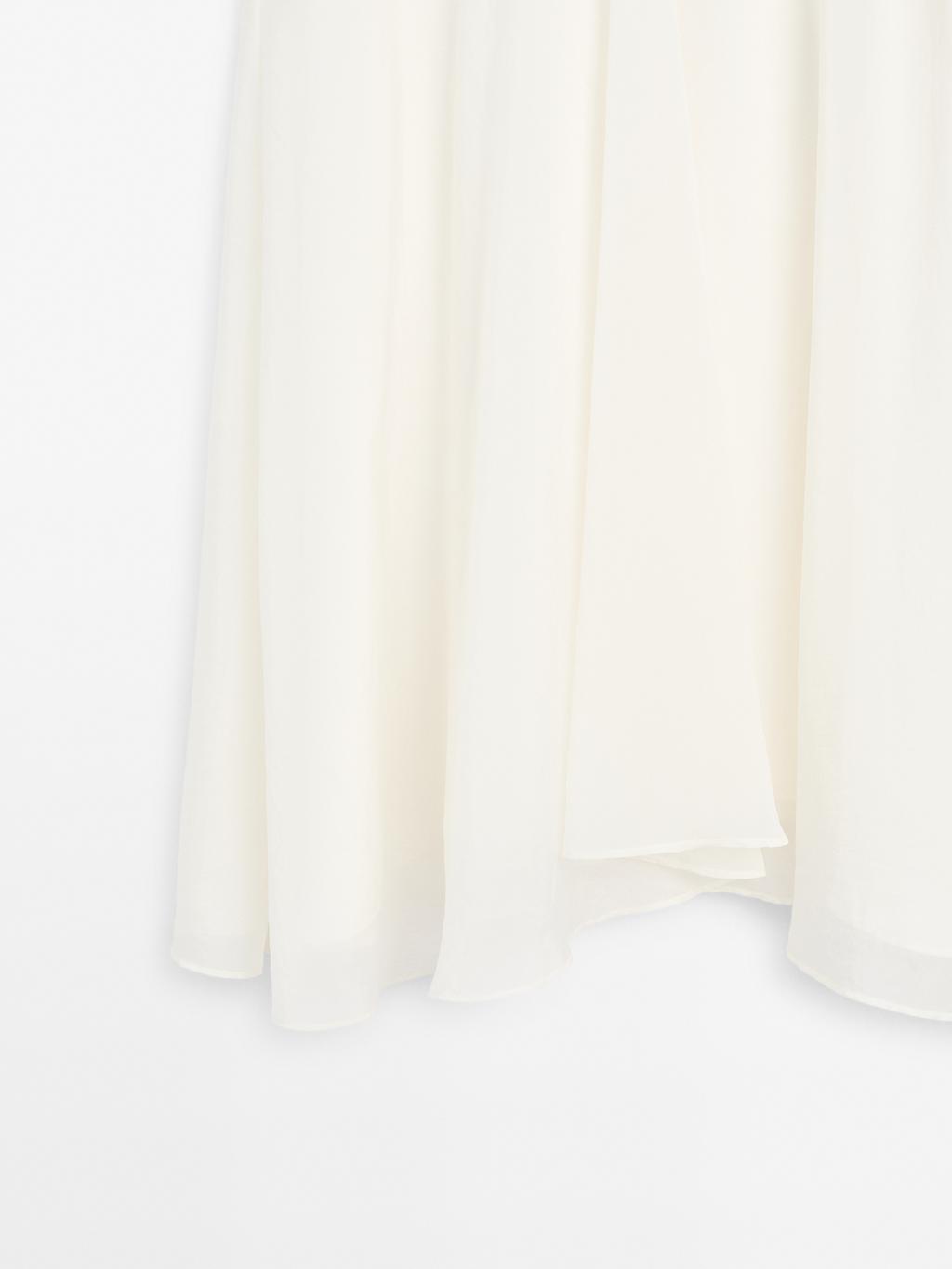 Midi skirt with yoke and flounce