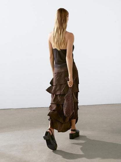 Midi skirt with ruffle detail