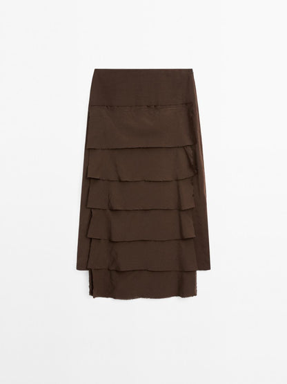 Midi skirt with ruffle detail