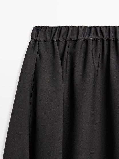 Flared midi skirt with elasticated waistband