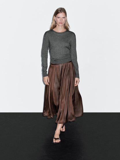 Pleated midi skirt