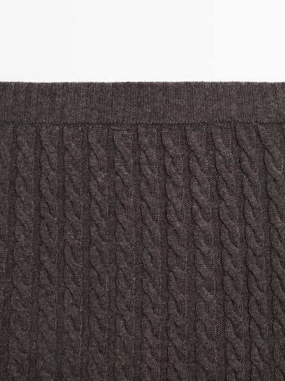 Knit skirt with cable-knit detailing