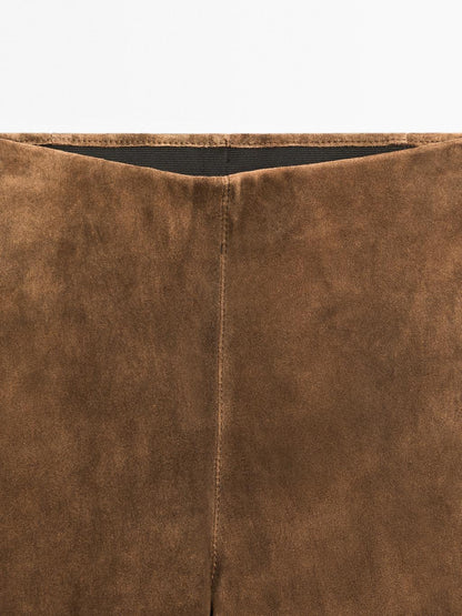 Flared suede leather trousers