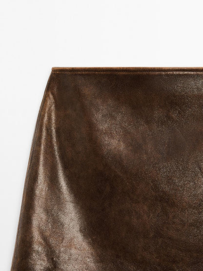 Nappa leather mini skirt