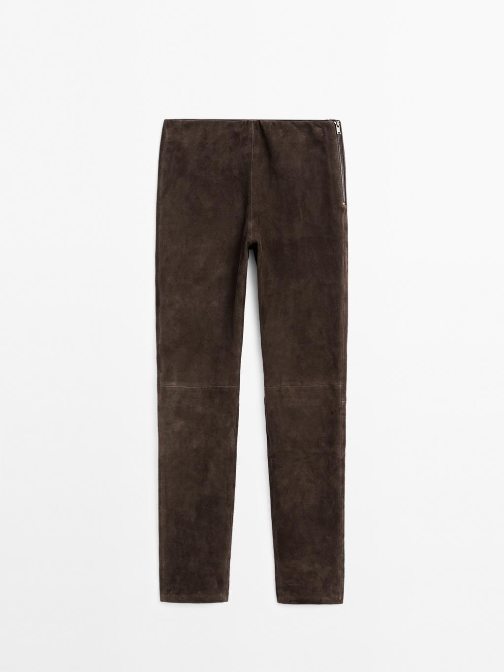 Suede leather leggings